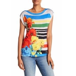 🆕Desigual Tee in Small; Boatneck, Cap Sleeves.